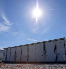 Lithium ion battery storage containers are seen at Eolian's large-scale battery electrical storage facility, Monday, Oct. 28, 2024, in Fort Worth