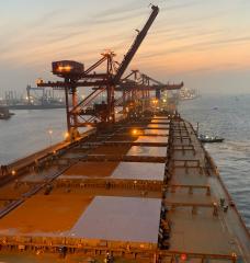 Pictured here is the Hedwig Oldendorff vessel at the Port of Taicang, China, prior to the start of the emission monitoring voyage. 